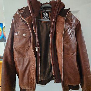 Hooded leather jacket